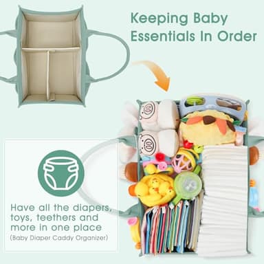 Skycase Large Diaper Caddy Organizer, Baby Organizers and Storage for Newborn Essentials Must Haves, Nursery Storage Basket for Baby Shower Gifts, Baby Registry Search for Boy or Girl - Green - Image 2