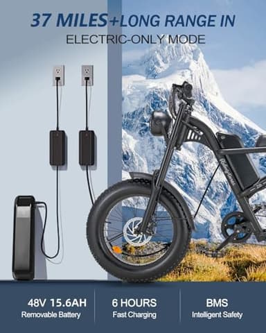 Riding'times Z8PRO/Z8S Moped Style Ebike for Adults, 1500W 31.2AH/ 20.4AH Long Seat Electric Dirt Bike with 20" Fat Tire, Max 31MPH & 40-150 Miles, Full Suspension E Bike All Terrain - Image 5