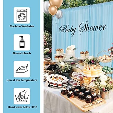MYSKY HOME 30ft x 10ft Curtains Light Blue Backdrop Curtains for Parties Wedding Curtains Stage Curtains Rod Pocket Sliding Drapes Photography Backdrop for Baby Showers, 5ft x 10ft, 6 Panels - Image 7