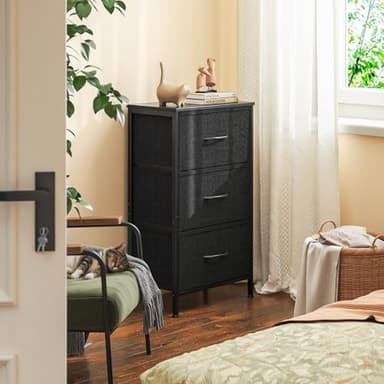 Casaottima Dresser for Bedroom Nightstand, Small Fabric Dresser Chests of Drawers, Closet Organizers and Storage with 3 Drawers, Black - Image 2