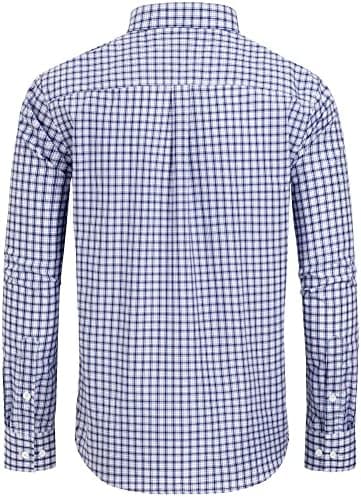 Alimens & Gentle Men's Plaid Button Down Shirts Cotton Long Sleeve Dress Shirts Regular Fit Gingham Shirts - Image 3
