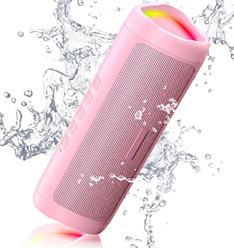 Bluetooth Speaker with HD Sound, Portable Wireless, IPX5 Waterproof, Up to 20H Playtime, TWS Pairing, BT5.3, for Home/Party/Outdoor/Beach, Stocking Stuffers, White Elephant Gifts for Adults (Pink) - Image 1