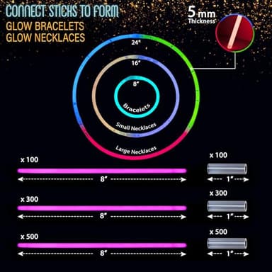 GemPrime 100 Pcs Glow Sticks Bulk Party Pack – 8” Glow in the Dark Party Supplies & Party Favors Pack for Glow Bracelets & Glow Necklaces – 100 Connectors for Christmas, Concerts & Birthdays - Image 3