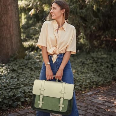 ECOSUSI Laptop Bag for Women Vegan Leather Messenger Bag Fashion Briefcase Backpack 15.6 inch Computer Satchel Bag (Green) - Image 2