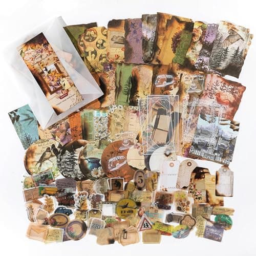 200PCS Vintage Scrapbooking Supplies Pack for Junk Journal Bullet Journals Planners Decoupage Paper Scrapbook Stickers Aesthetic Cottagecore Collage Craft Album (Dappled Marks) - Image 1