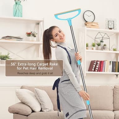 AIZAL Carpet Rake for Pet Hair Removal, Pet Hair Removal Tool Set of 2, 56” Long Handle Carpet Pet Hair Removal Carpet Scraper Dog Cat Hair Remover for Sofa, Couch, Car, Rug,Stairs - Image 2