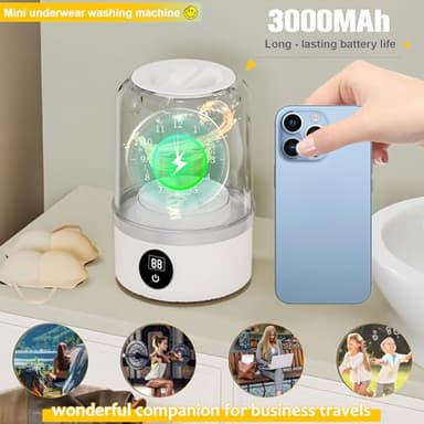 Portable Washing Machine, Underwear Washer, Small Washing Machines, Mini Washing Rechargeable Cordless Washing-Machine, Laundry Cup for Bra, Underwear, Socks (white) - Image 4
