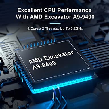 wo-we Mini PC AMD Excavator A9-9400 up to 3.2GHz, Radeon R5 Series Supports 4K@30Hz HD Dual Display, 8G DDR4, 128G M.2 SATA SSD, HDMI*2,WiFi 5,Dual-Mode Bluetooth, USB 3.1 - Image 2