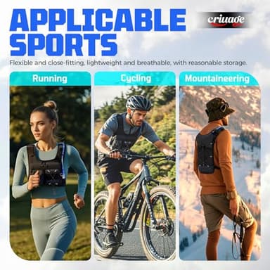 Criuage USA Original Patent Running Hydration Vest Backpack, Lightweight Chest Pack with 2.0L Water Bladder Bag Daypack for Hiking Running Cycling Race Marathon for Women Men (Black, Standard) - Image 7
