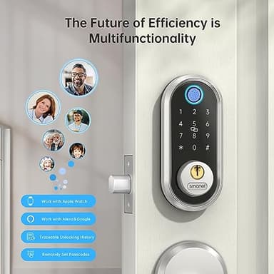 Smart Deadbolt, SMONET Fingerprint Electronic Deadbolt Door Lock with Keypad-Bluetooth Keyless Entry Front Door Digital Keypad App Control, Ekeys Sharing, App Monitoring Auto Lock for Homes and Hotel - Image 6