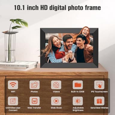 BIGASUO 10.1 Inch WiFi Digital Picture Frame, IPS HD Touch Screen Cloud Smart Photo Frames with Built-in 32GB Memory, Wall Mountable, Auto-Rotate, Share Photos Instantly from Anywhere - Image 3