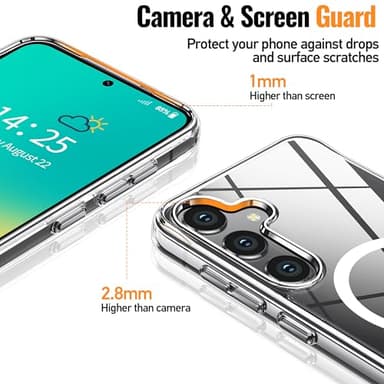 Oterkin Magnetic for Samsung Galaxy S25 Case Clear [Compatible with MagSafe][Anti-Yellowing][Built-in 4 Airbags][Military Grade Protection][Transparent Shockproof Slim] S25 Phone Case (Clear) - Image 5