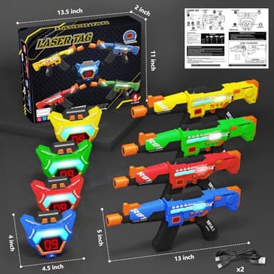 inodoo Rechargeable Laser Tag Guns Set of 4 with LED Digital Multi-Functional Vests Birthday Gifts Toys for Kids Boys Girls 8 9 10 11 12+ Years Old Christmas - Image 7