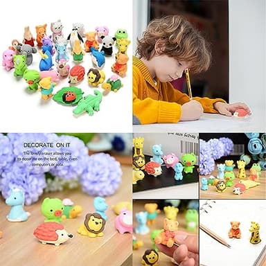 URSKYTOUS 60Pcs Animal Erasers Desk Pets for Kids Animal Pencil Erasers Bulk Puzzle Eraser Toys Gifts for Classroom Prizes,Game Reward,Treasure Box,Easter Egg Fillers,Goodie Bag Stuffers,Party Favors - Image 7