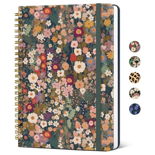 Taja Lined Spiral Journal Notebook for Women, A5 Cute College Ruled Hardcover Notebook for Work & Note Taking, Pretty Journal for Writing, 140 Pages, Flower Garden - Image 1