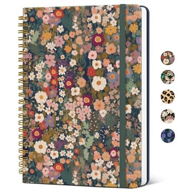 Taja Lined Spiral Journal Notebook for Women, A5 Cute College Ruled Hardcover Notebook for Work & Note Taking, Pretty Journal for Writing, 140 Pages, Flower Garden - Image 1
