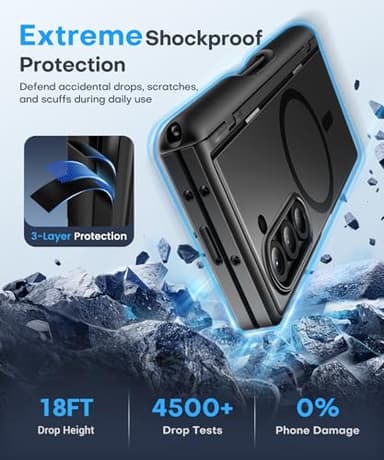 BERFY for Z Fold 6 Case with Privacy Screen Protector, [Compatible with MagSafe] Built-in Kickstand & S Pen Slot & Hinge Protection, Full Body Shockproof Phone Case for Samsung Galaxy Z Fold 6, Black - Image 7