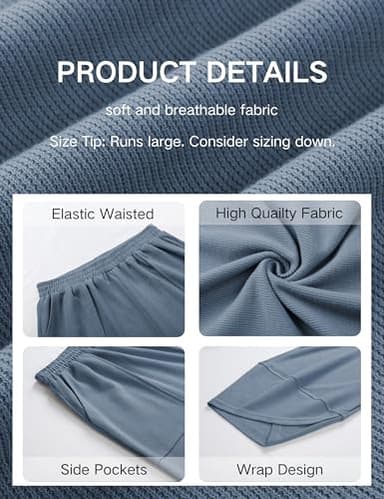 Xiaoxuemeng Womens Baggy Wide Leg Pants Casual Elastic Waisted Palazzo Harem Pants with Pockets(Dustyblue-S) - Image 5