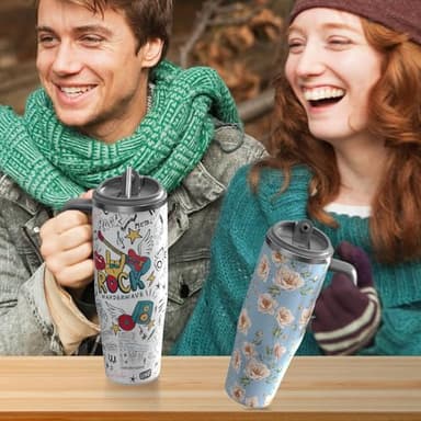 40 oz Insulated Tumbler with Handle, Stainless Steel Straw and silicone sleeves, Leakproof Travel Mug for Water, Iced Tea or Coffee, Insulated Cup Gifts for Women & Men, Black - Image 7