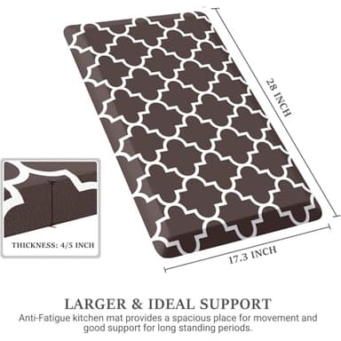 WISELIFE Anti Fatigue Floor Mat - 4/5 Inch Kitchen Mat Non Slip Waterproof Heavy Duty Ergonomic Comfort Mat Durable for Home, Office, Sink, Laundry,(17.3" x 28", Chocolate) - Image 2