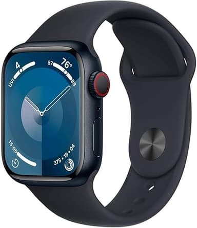 Apple Watch Series 9 [GPS + Cellular 41mm] Midnight Aluminum Case with Midnight Sport Band S/M (Renewed Premium)