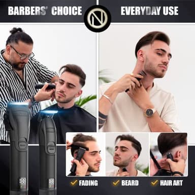 Novah® Professional Hair Clippers for Men, Professional Barber Clippers and Trimmer Set, Mens Cordless Hair Clipper for Barbers Haircut Kit Fade - Image 3