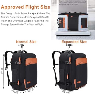 Rolling Backpack for Men and Women, Extra Large 42L Travel Backpack with Wheels, 17.3 Inch Carry-On Laptop Bag with 4 packing cubes for Business and Work, Large Capacity Rolling Bag - Image 2