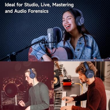 Rumoon Wired Over Ear Headphones, Studio Monitor & Mixing DJ Headphones with 50mm Neodymium Drivers and 1/4 to 3.5mm Jack for Guitar AMP Podcast Piano Keyboard (Dark Blue) - Image 3