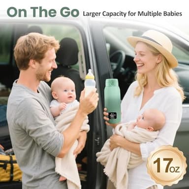 Qupite Portable Bottle Warmer for Travel,17oz Portable Milk Warmer for Baby Fast Heating,30W Fast Charge Precise Temperature Control Bottle Warmer On The Go Baby Milk Warmer for Breastmilk & Formula - Image 2