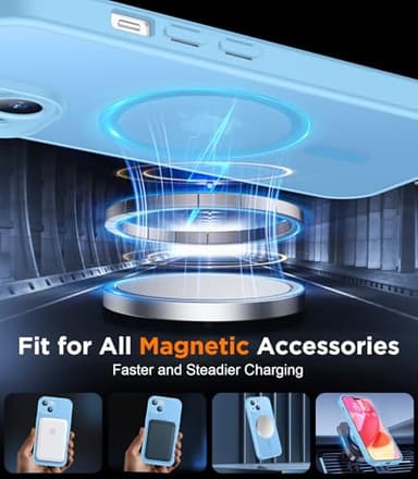 SPIDERCASE Designed for iPhone 15 Case, Magnetic Translucent with 2PCS Tempered Glass Screen Protector Anti-Fingerprint Anti-Scratch Phone Case,Light Blue - Image 5