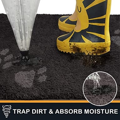 PURRUGS Dirt Trapping Door Mat 32" x 47", Non-Skid/Slip Machine Washable Microfiber Entrance Rug, Shoes Scraper, Dog Doormat, Super Absorbent Floor Mat for Muddy Wet Shoes and Paws, Charcoal - Image 5