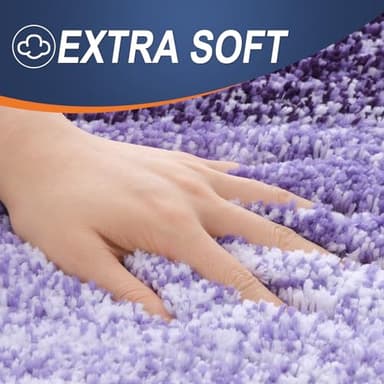 OLANLY Luxury Toilet Rugs U-Shaped 24x20, Extra Soft and Absorbent Microfiber Bathroom Rugs, Non-Slip Plush Shaggy Bath Mat, Machine Wash Dry, Contour Bathroom Mats for Toilet Base, Violet - Image 3