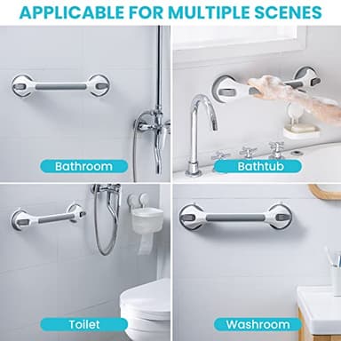 TAILI Grab Bars for Bathtubs and Showers 2 Pack Suction Grab Bar, Heavy Duty Shower Handle Removable Bath Handrails for Seniors and Elderly, Bathroom Safety Grip No Drilling Waterproof,Grey - Image 7