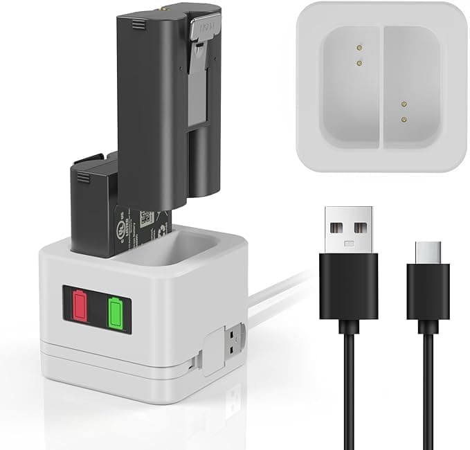 Charger Station for Ring Battery, Charger Dock for Replacement Battery Compatible with Ring Doorbell Camera 2/3/3 Plus/4, Peephole Cam, Spotlight Camera (Batteries NOT Included) (White - Image 1