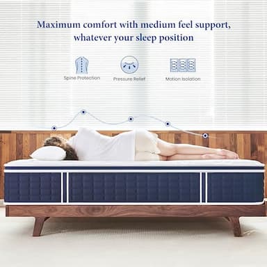 Coolvie Twin XL Mattress 12 Inch, Medium Firm XL Twin Mattress in a Box, Hybrid Individual Pocket Springs with Memory Foam, Cooler Sleep with Pressure Relief and Support - Image 4