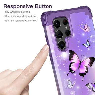 Rancase for Galaxy S23 Ultra 5G Case,Three Layer Heavy Duty Shockproof Full Boby Soft Silicone Rubber Bumper+Hard Plastic Hybrid Protective Case for Samsung Galaxy S23 Ultra 6.8 inch,Dull Purple - Image 4