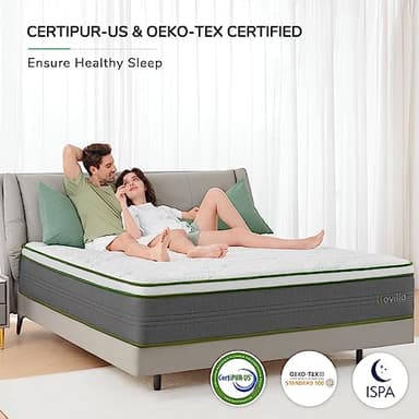 Novilla King Mattress,12 Inch Gel Memory Foam Hybrid Mattress with Individually Pocket Springs, Breathable Mattresses King for Cool Sleep,Motion Isolation & Pressure Relief, Medium Firm, vigour - Image 5