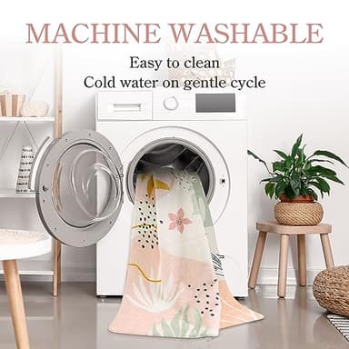 Lahome Pink Rug for Living Room - 5x7 Area Rug Washable Non-Slip Boho Rugs for Bedroom Throw Cute Soft Kids Nursery Rug, Abstract Botanical Print Carpet for Classroom Dorm Entryway Office Dining Room - Image 4