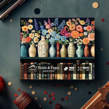 Wildflower Puzzles for Adults 1000 Pieces, PICKFORU Vintage Flower Book Puzzle, Wildflower Pages Jigsaw Puzzle for Book Lover, Floral Art Bookshelf Library Puzzles - Image 7