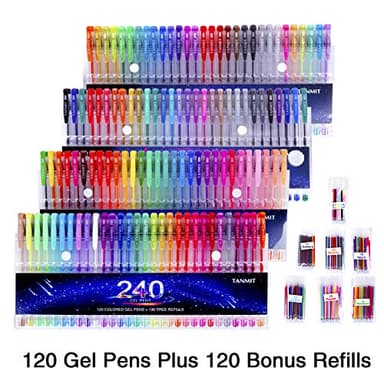 Gel Pens,Tanmit Gel Pens Set, 120 Colored Gel Pen plus 120 Refills for Adults Coloring Books, Drawing, Art Projects (No Duplicates) - Image 2