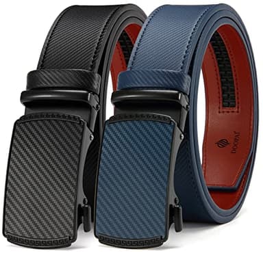 DOOPAI Belt Men, 2 Pack Ratchet Belt Dress Adjustable 1 3/8" Genuine Leather Belt, Designer Belts for Men Metal Buckle, Belt Size Length Can be Cut, with Gift Box - Image 1