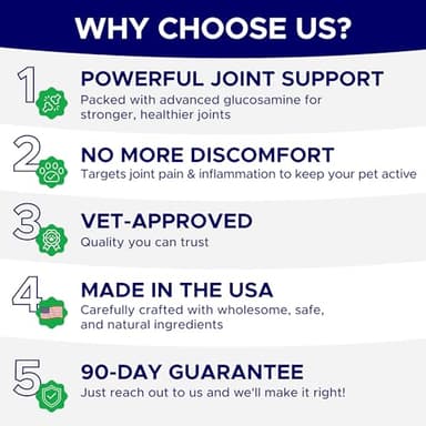 Glucosamine for Dogs Hip & Joint Supplement - Chondroitin, Omega-3, MSM - Joint Health & Pain Relief - Senior & Large Dogs - Made in USA - 120 Mobility Chews - Image 4