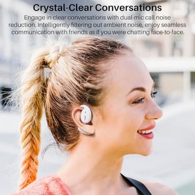 TOZO OpenEgo True Wireless Open Ear Headphone, 5.3 Bluetooth Sport Earbuds with Earhooks for 80H Playback with Digital Display, 32 EQ Modes Dual Mic Clear Call Sweat-Proof for Running Workout White - Image 9