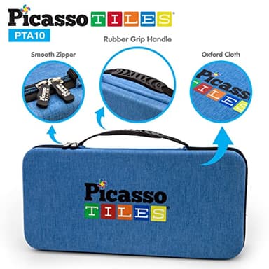 PicassoTiles Magnetic Tile Storage Case 16.5x7.5x3.5in Travel Carry Bag with Handle Water Resistant Organizer Compatible with Magnet Building Block Sets STEM Educational Accessories Oxford Cloth PTA10 - Image 3