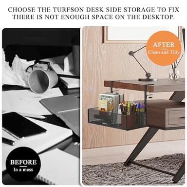 Turfson Office Under Desk Organizer Storage, Metal 3-IN-1 Clamp On Desk Side and Desktop File Document Magazine Organization Wall Hanging Bin Holder Office Supplies For Home School Essentials - Image 5