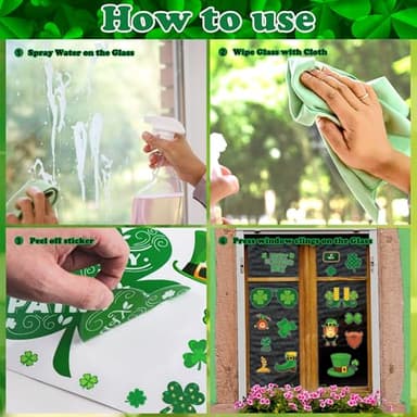 MDDRUIQI St Patricks Day Decorations - 105 PCS St Patricks Day Window Clings - Shamrock Stickers for Glass Reusable Static Spring Shamrock Decorations | St Patricks Day Decor - Image 5