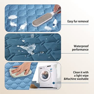 gogobunny 100% Double-Sided Waterproof Dog Bed Cover Pet Blanket Sofa Couch Furniture Protector for Puppy Large Dog Cat, Reversible (68x82 Inch (Pack of 1), Dark Blue/Light Blue) - Image 6