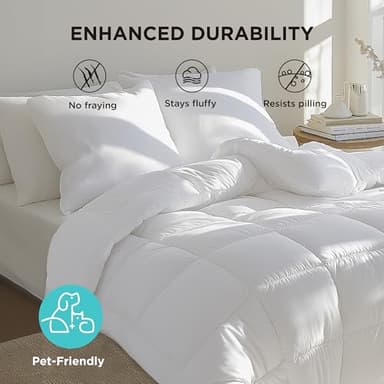 Bedsure Comforter Duvet Insert - Quilted Comforters King Size, All Season Duvet, GentleSoft Down Alternative Bedding, with 8 Tabs, Gifts for Women/Men, White, King 90 x 102 Inches - Image 7