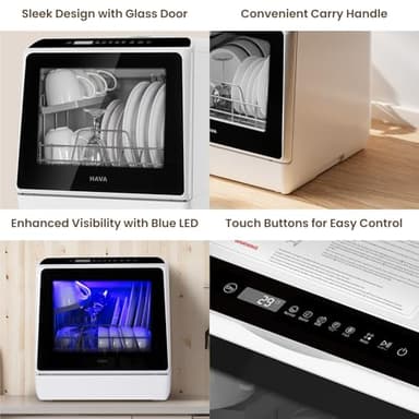 HAVA Countertop Dishwasher, 6 Programs Portable Dishwashers with 5L Built-in Water Tank, No Hookup Needed, Baby Care & Air-Drying Function for Apartments and RVs - Image 7