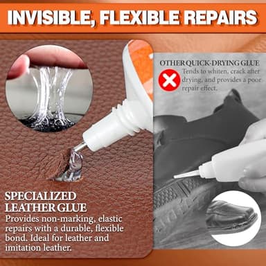 GleamGlee Leather Glue, 60ml Clear, High Strength & Flexible & Waterproof & Clear Leather Repair Glue for Jackets, Purses, Handbags, Sofa, Furniture, Car Seat, Shoes - Image 3